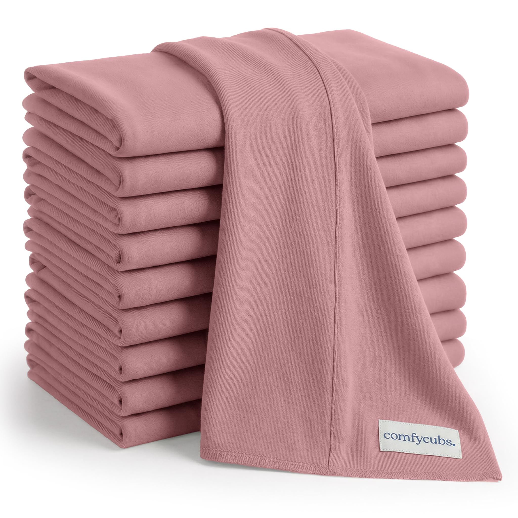 Comfy Cubs Baby Burp Cloths Set (Pack of 10) - Large, 6-Layer, Ultra Absorbent 100% Cotton for Infant Spit-Up, Drool, and Messes - Soft, Gentle, Thoughtful New Born Baby Gifts, Mauve