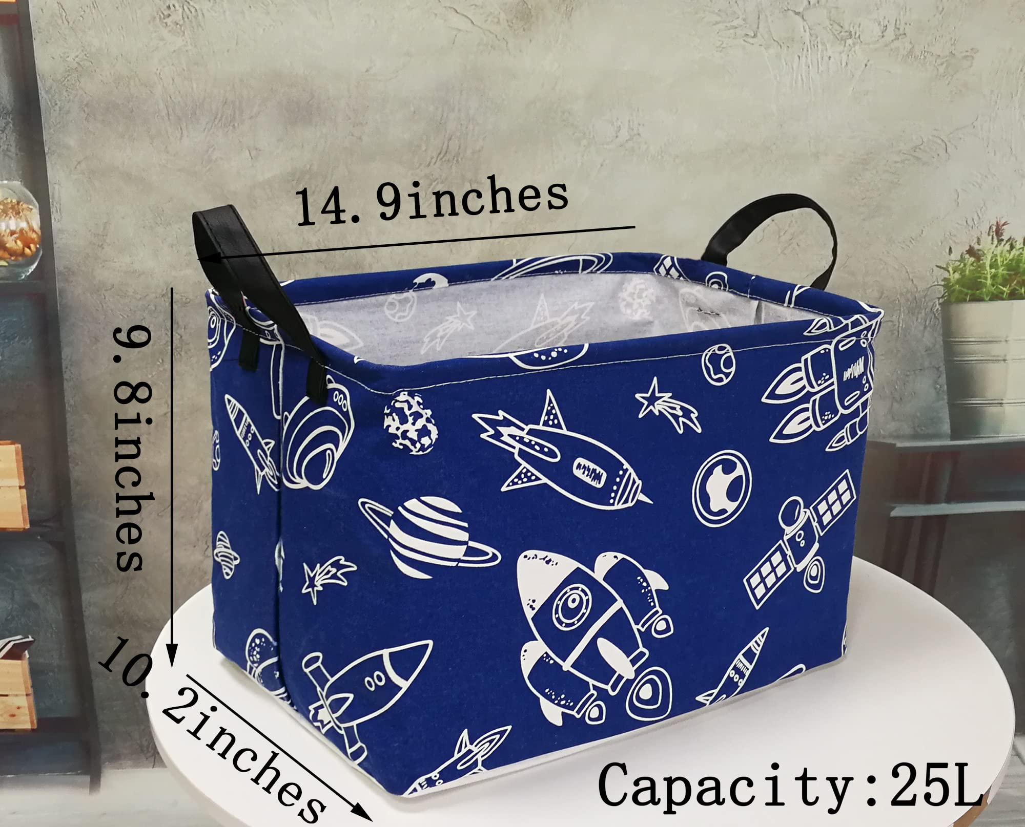 DUYIY Storage Basket Home Shelf Basket Kids Organizer Box Clothes Laundry Hamper Nursery Bin Gift Laundry Basket with Handles for Home (Spacecraft)