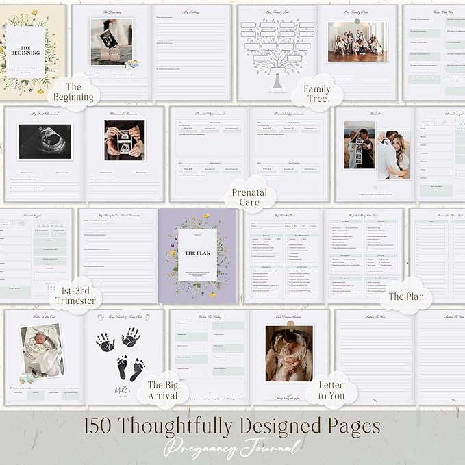Lanpn My Pregnancy Journal Memory Book for First Time Mom, 156 Page Pregnant Announcement Must Have Planner Scrapbook, Pregnancy Tracking Diary Mom to Be Keepsake Gift for Expecting New Parent Grey