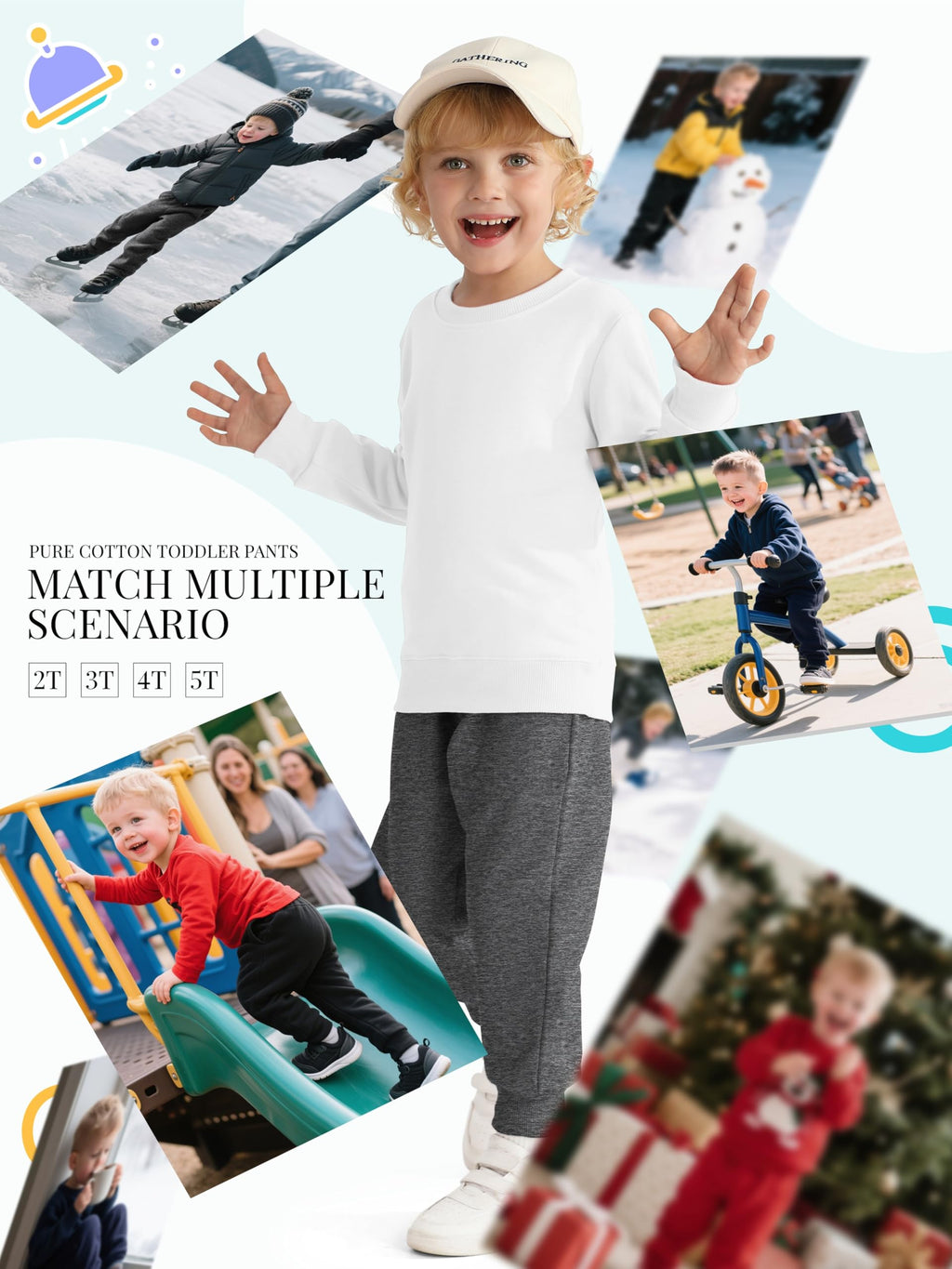 HXP 4 Pack Toddler Boys Sweatpants Cotton Toddler Pants Boys Kids Joggers