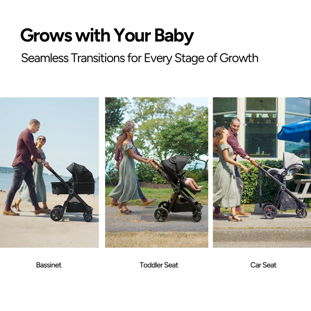 Mompush Ultimate2 Full-Size Stroller with Bassinet, Newborn to Toddler