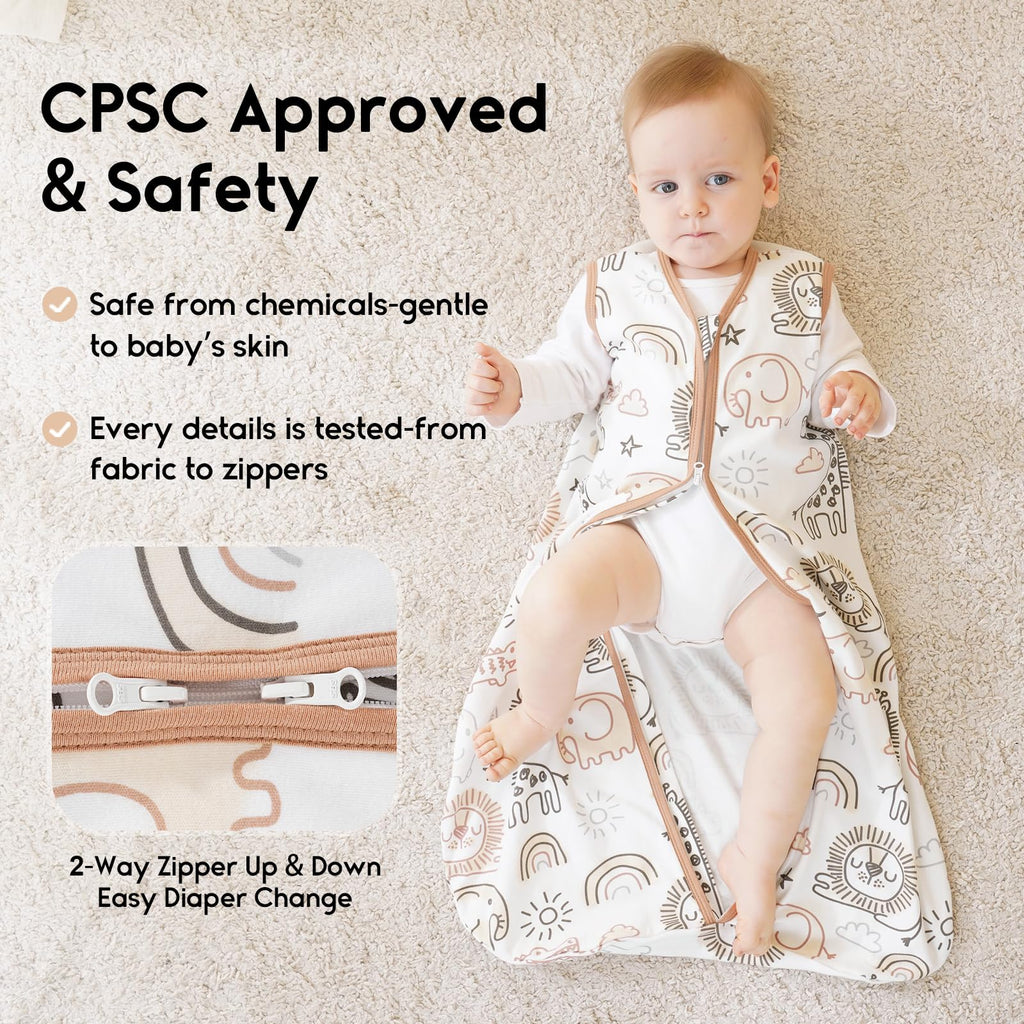Yoofoss Baby Sleep Sack 18-24 Months 0.5 Tog Wearable Blanket for Baby, 3 Pack 100% Organic Cotton Infant Toddler Sleeping Sack 2-Way Zipper Lightweight Sleep Sack