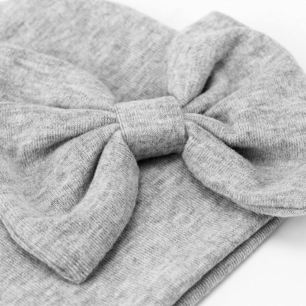 BQUBO Newborn Baby Girls Hats Mittens Set Hospital Hat Beanie Infant Bow Hats Baby Cotton Gloves No Scratch Mittens for 0-6 Months
