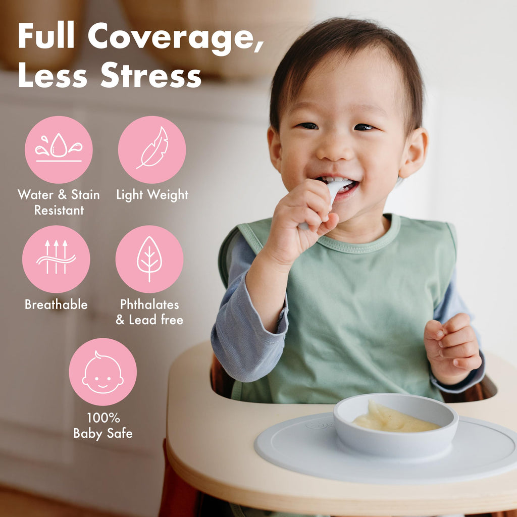 BapronBaby Pink Flutter Checkerboard Bapron - No Neck Tie Safer Bib for Baby & Toddler - Soft Waterproof Stain Resistant - Machine Washable - Sz Preschool 3-5yrs