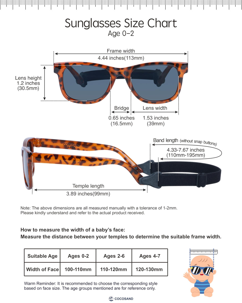 COCOSAND Flexible Polarized Baby Sunglasses with Strap