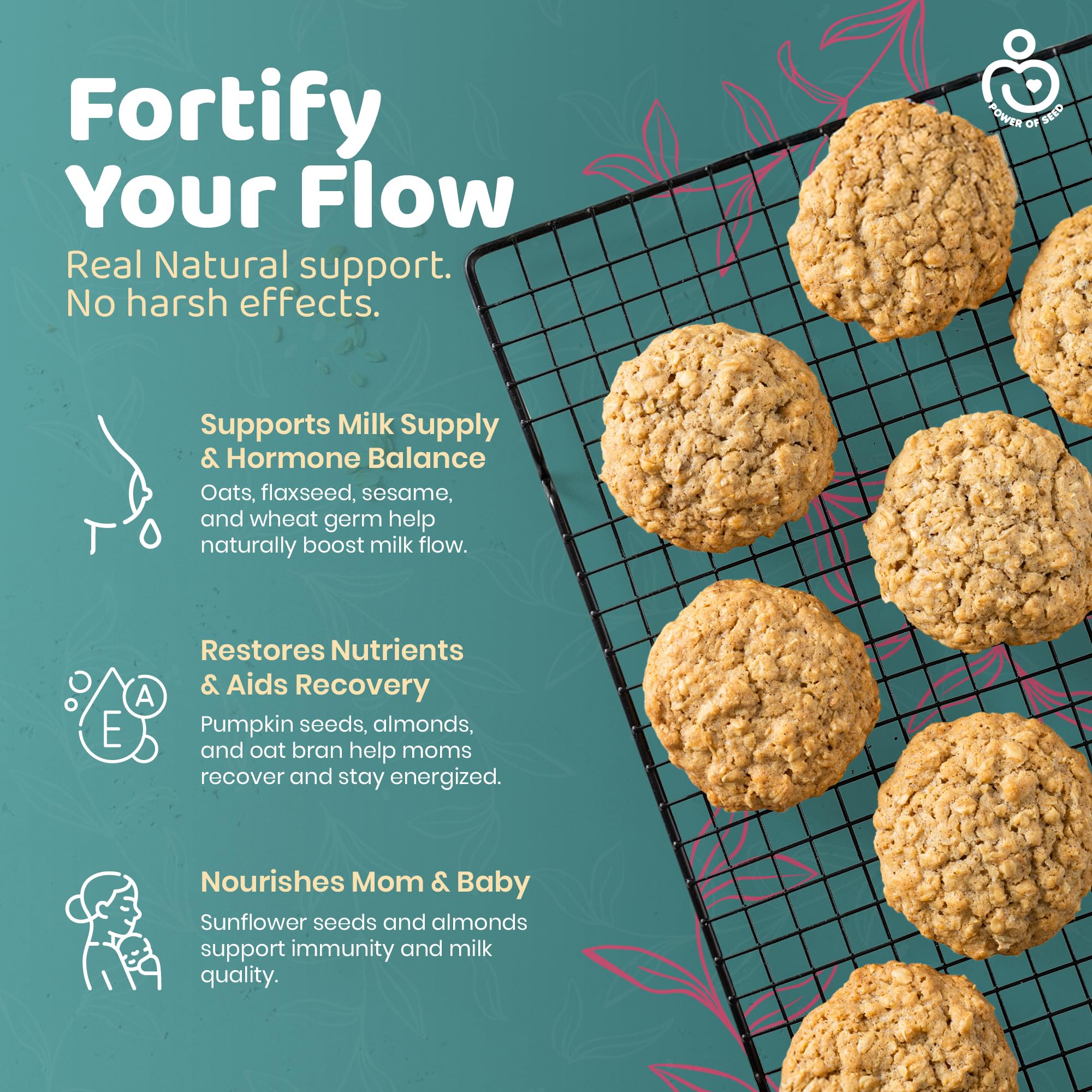 Milkrush Lactation Support for Breastfeeding-Oats Seeds & Almond Lactation Drink Mix - Enrich Milk for Breastfeeding with Superfood Omega 3, Iron & Calcium - Kosher Certified - 12oz Bag