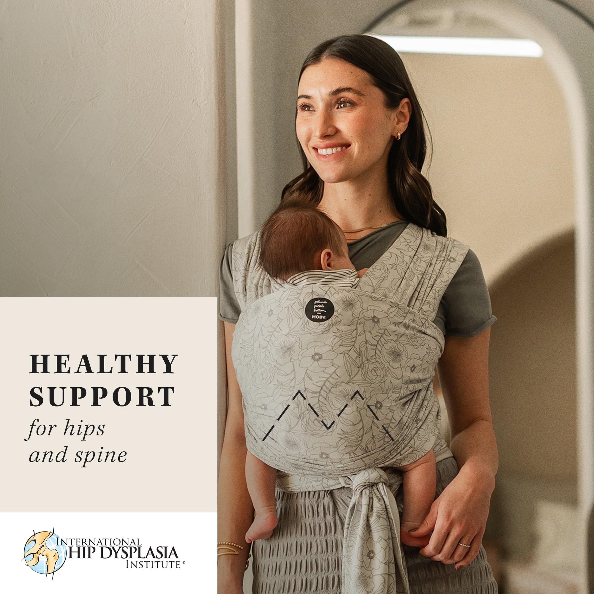Moby Baby Wrap Carrier Classic by Petunia Pickle Bottom for Newborns to Toddlers (8-33lbs), Infant Sling Carrier, Lightweight & Hands Free Design, Adjustable for All Body Types (Seaside Poppies)