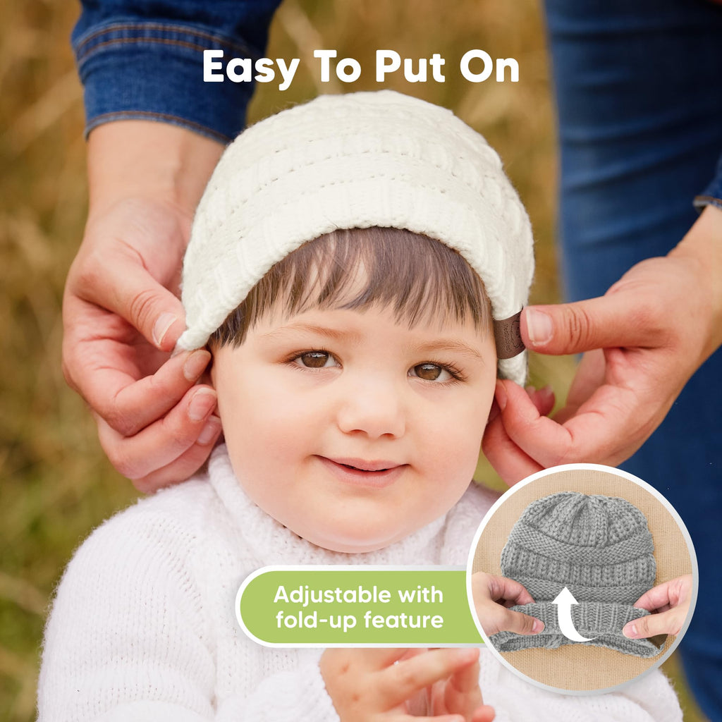 KeaBabies 3-Pack Baby Beanies for Boys, Girls,Soft Cute Baby Hat (Sweet Pea, 6-36M)