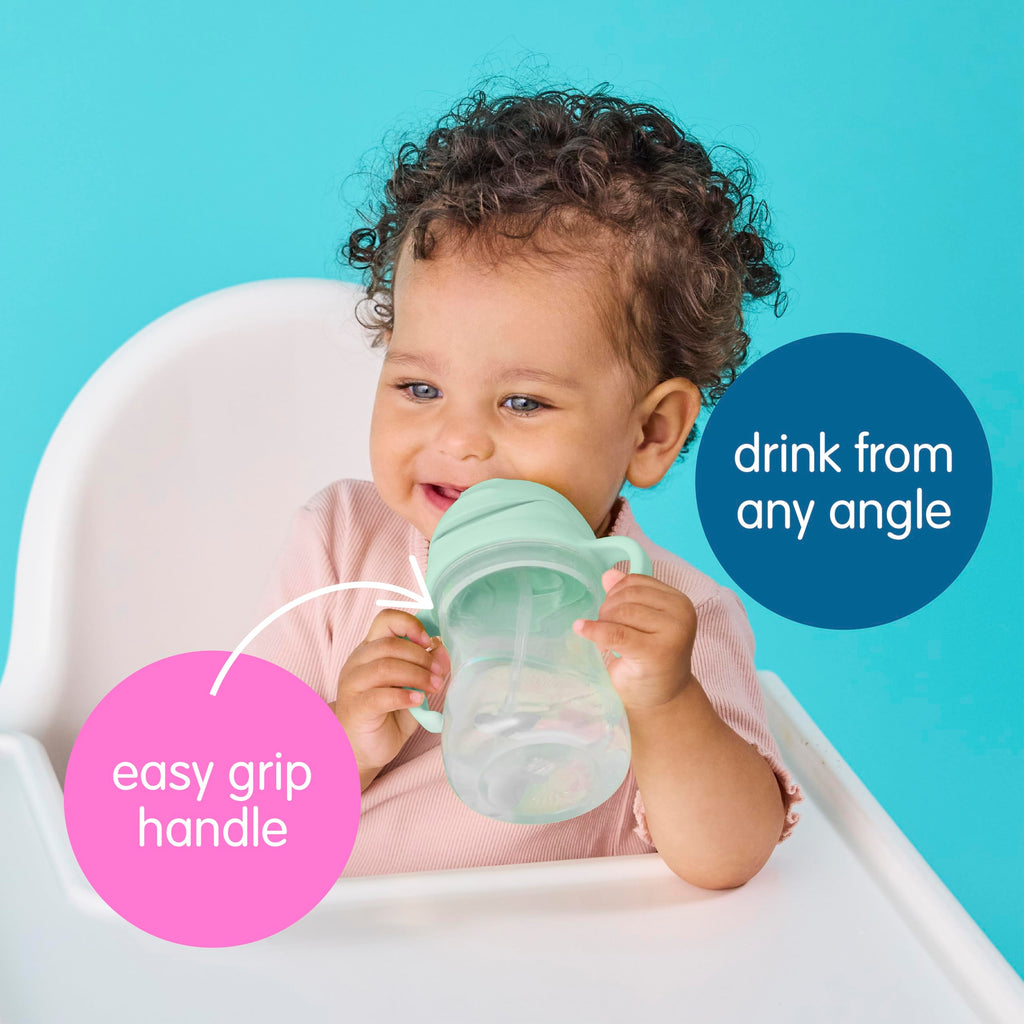 b.box Sippy Cup with Weighted Straw, Toddler Straw Cup, Spill Proof, 8oz
