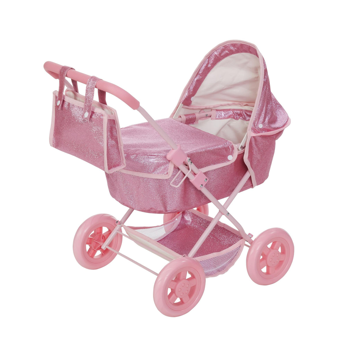 Olivia's Little World Baby Doll Bassinet Pram, Hot Pink Glitter