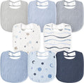 Susurration Muslin Baby Bibs 8 Pack Bandana Drool Bibs, Soft Square Adjustable Baby Drooling Bibs for Unisex Girls & Boys