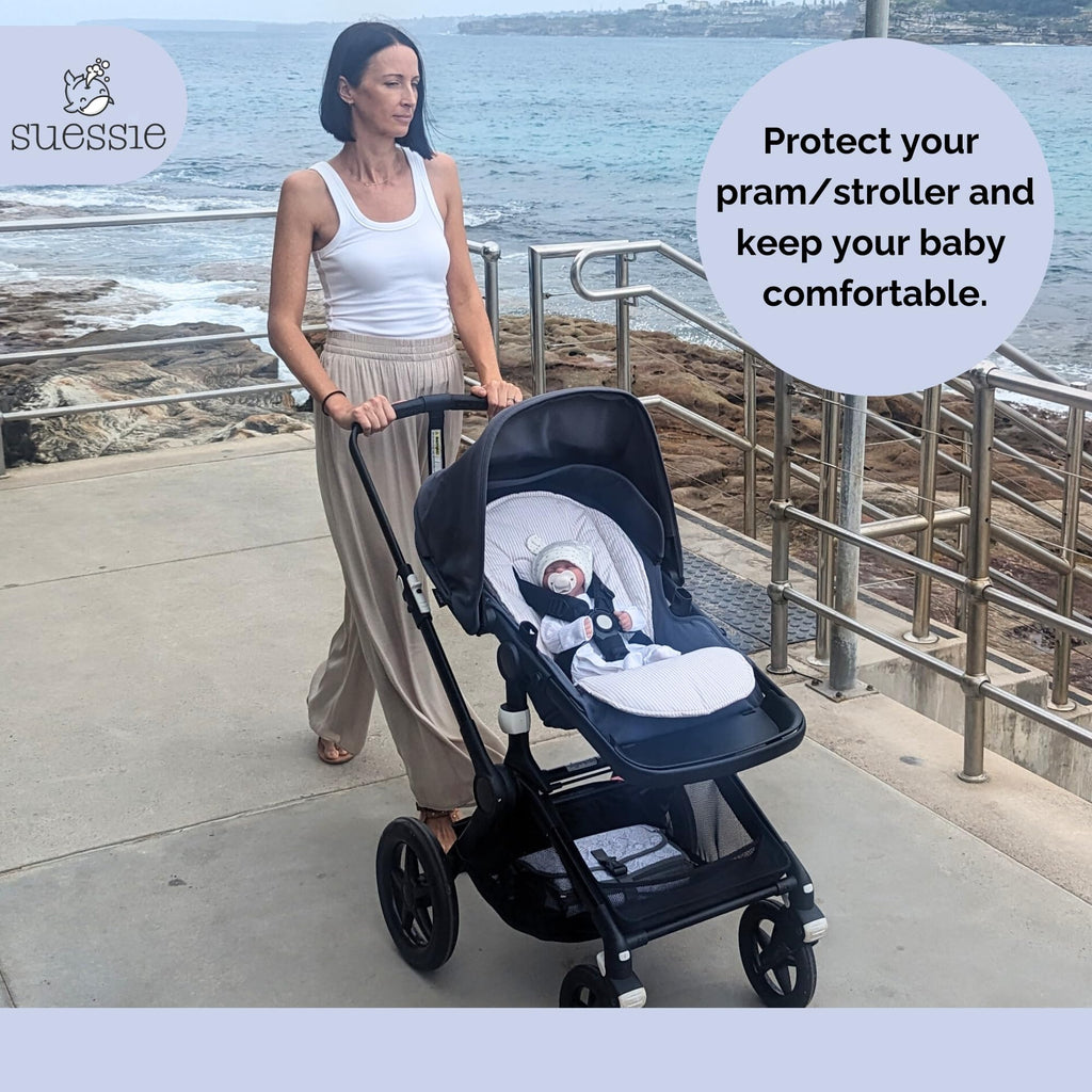 Suessie Stroller Liner - Universal and Reversible Seat Insert, Sand Stripe