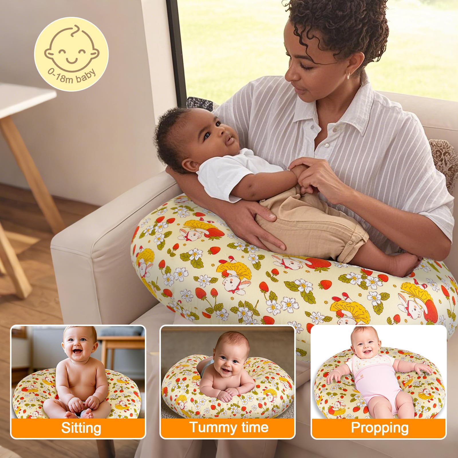 x-vesolje Baby Nursing Pillow for Breastfeeding, Adjustable Breastfeeding Pillow for Bottle Feeding, Nursing Support Pillow for Mom and Baby Healthier Nursing, Removable Cover- Bunny