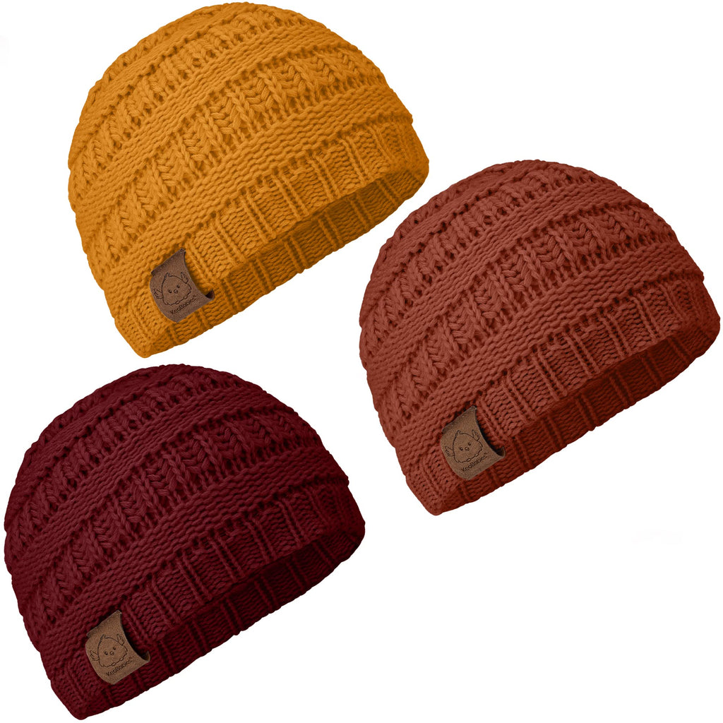 KeaBabies 3-Pack Baby Beanies for Boys, Girls,Soft Cute Baby Hat (Terracotta, 6-36M)