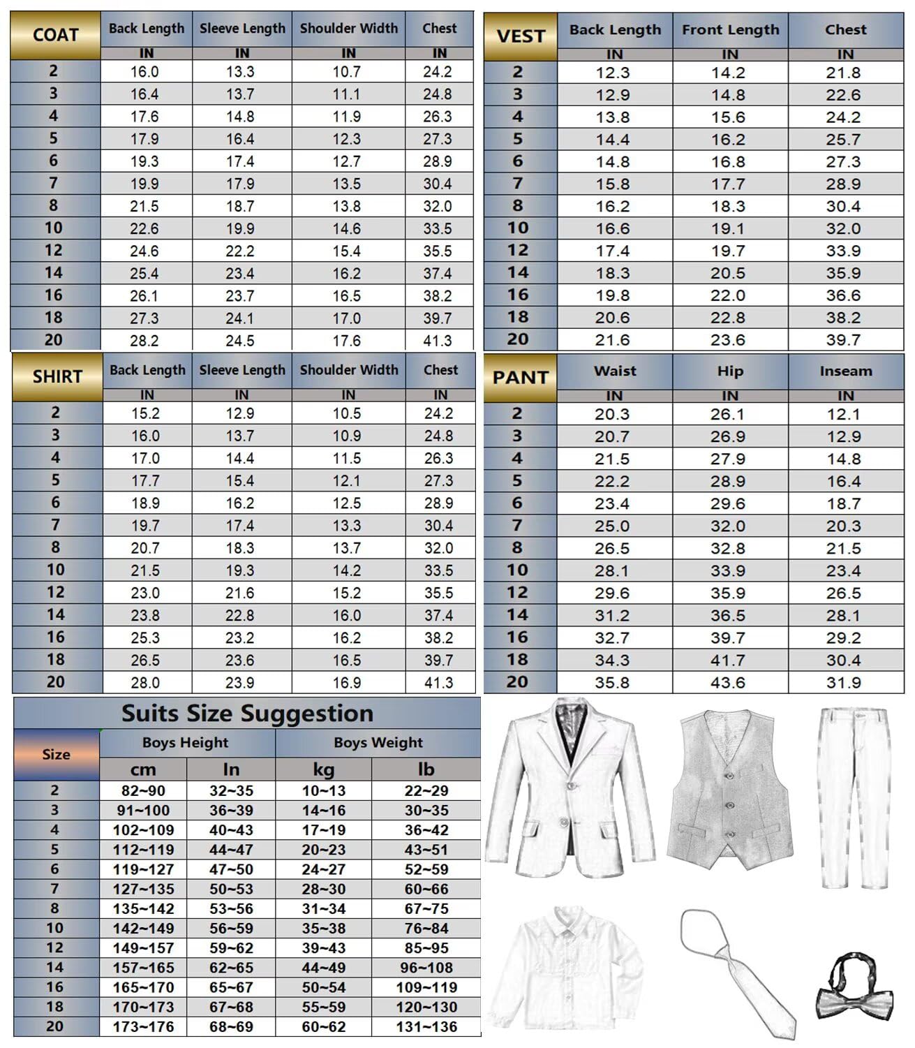 Fxzpiodi Suit for Boys Slim Fit Wedding Outfit Suit Size 2-20 Kids 6 Piece Tuxedo Solid Formal Dresswear of Jacket Vest Pants Shirt and Tie Khaki 14