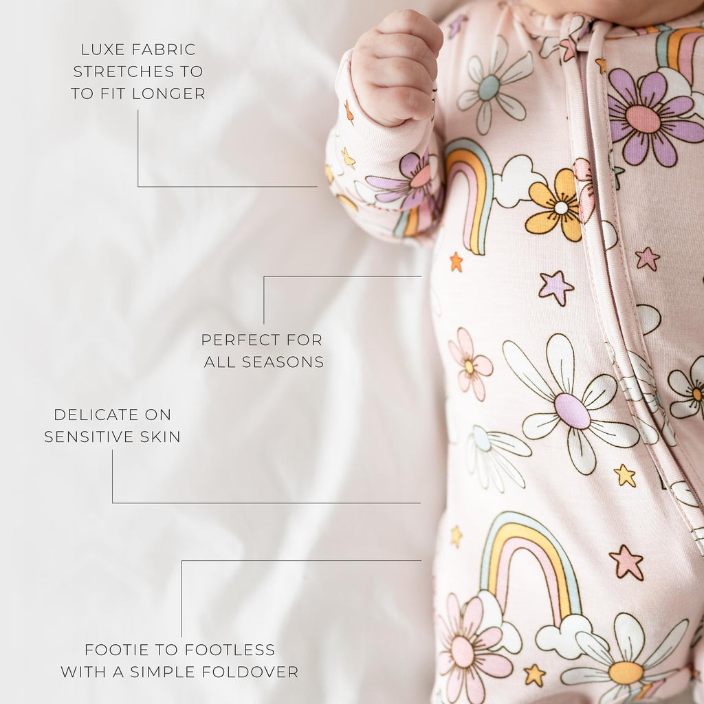 Posh Peanut Girls Convertible Baby Sleepers, Toddlers Footless Pajamas