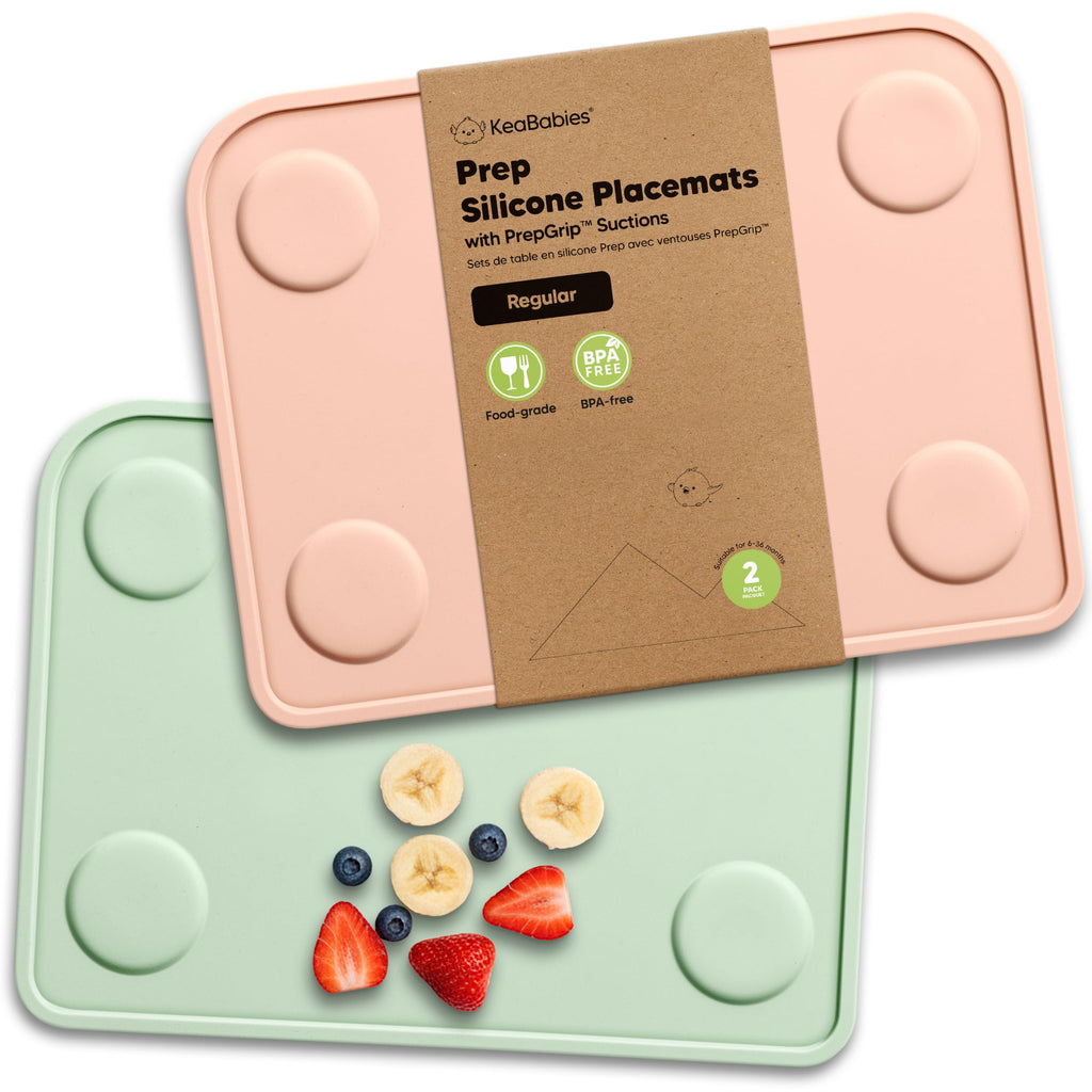 KeaBabies 2pk Silicone Placemats for Toddlers, Kids, Baby, 12x9 (Mellow, S)