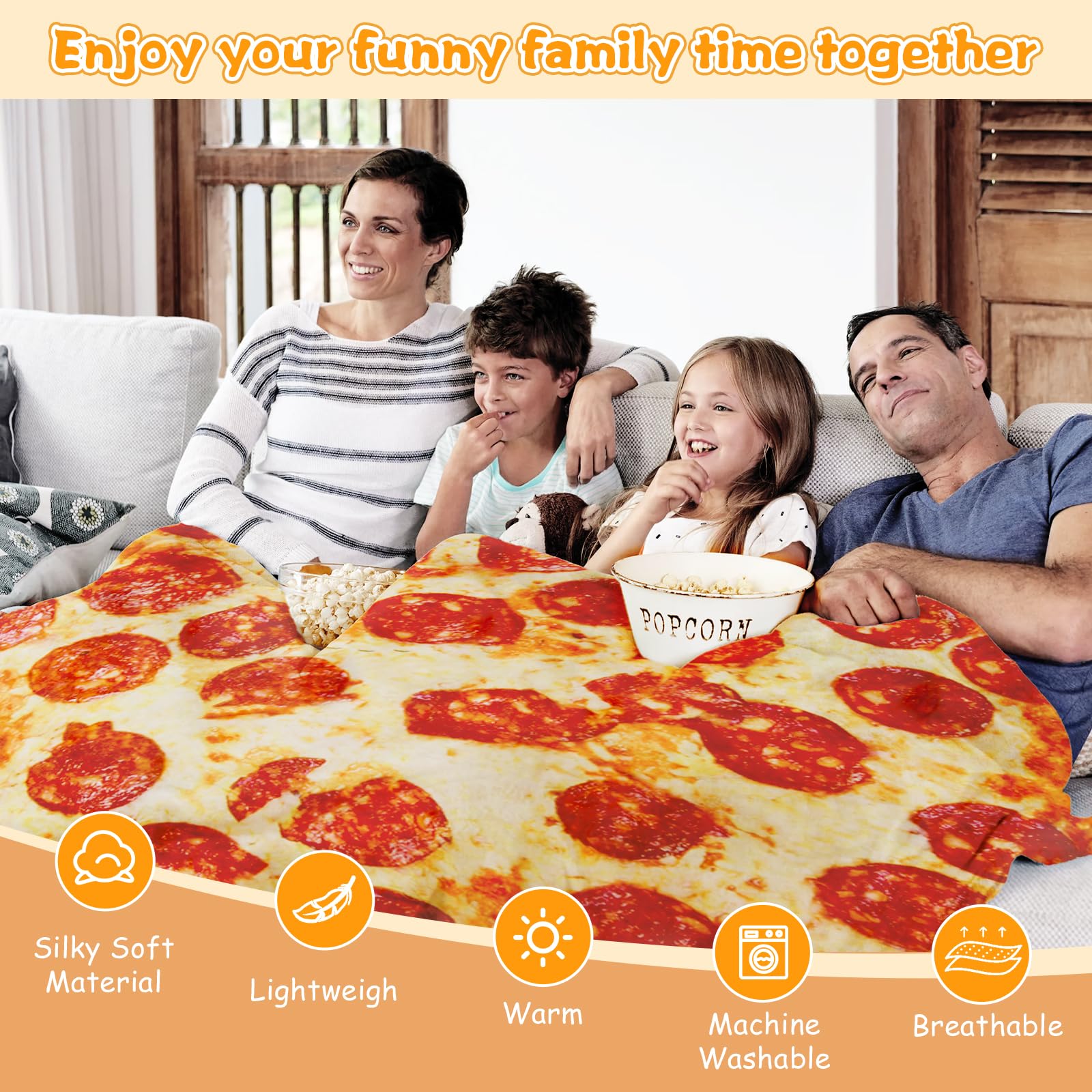Lhedon Pizza Blanket Adult 80 Inch Round Food Throw Flannel
