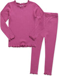 VAENAIT BABY 6M-12Y Infant Kids Toddler Junior Girls Soft Comfy Modal Tencel Shirring Sleepwear Pajamas 2pcs Set