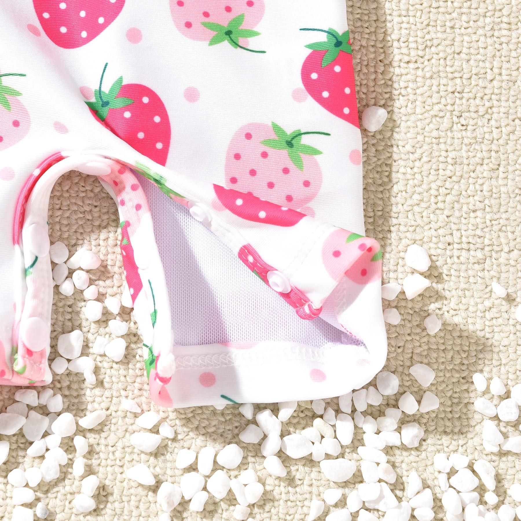 Aalizzwell Newborn Infant Baby Girls One Piece Long Sleeve Swimsuit Strawberry Bathing Suit Fruit Swimwear Beach Wear NB