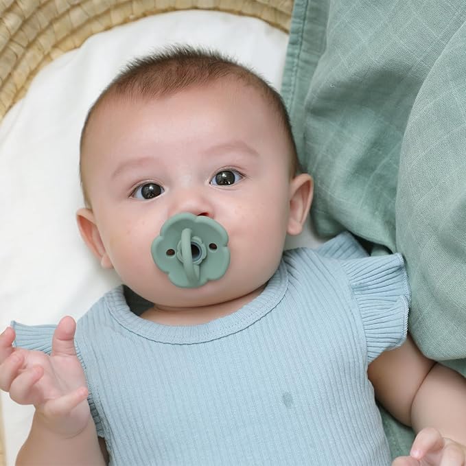 Moonkie Pacifiers Set of 2 | One-Piece Design Baby Pacifier with Large Air Holes | BPA-Free Silicone | Safe for Babies 0-6 Months