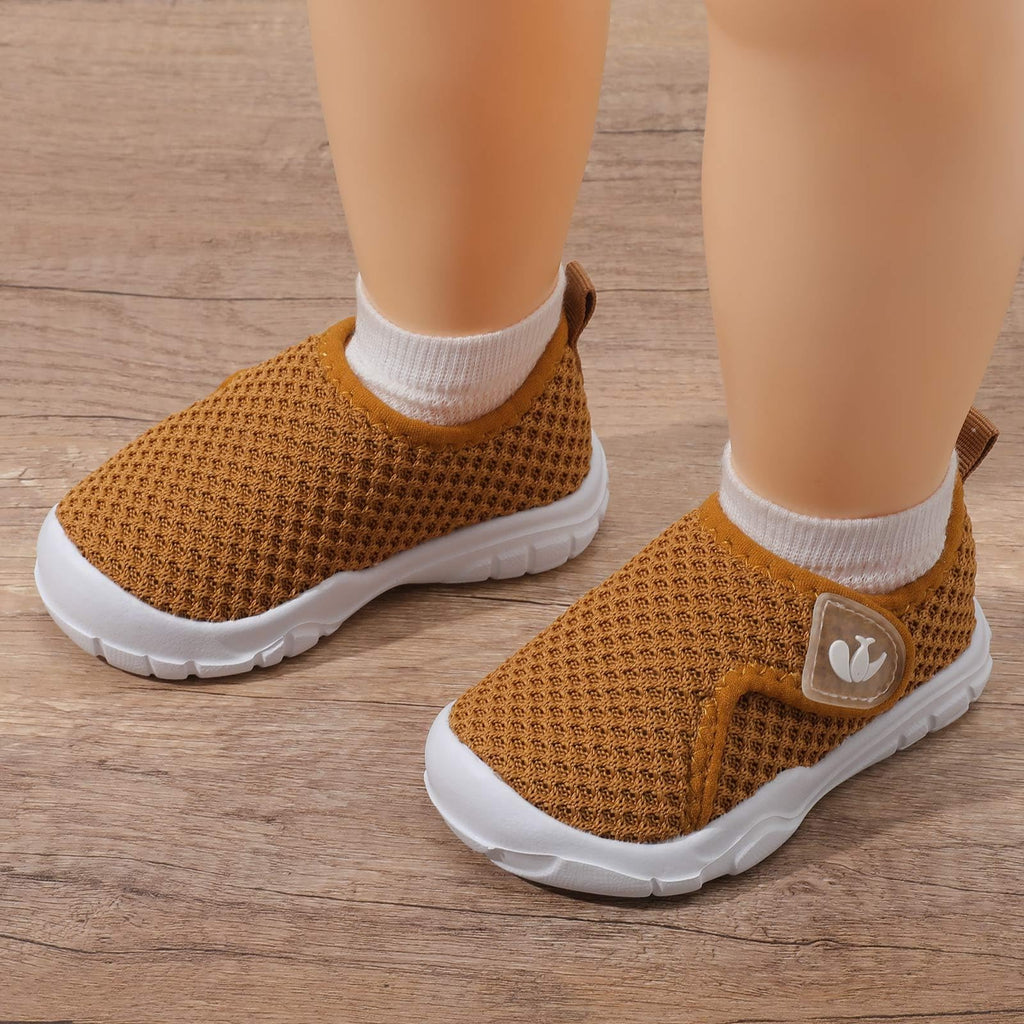 FEETCITY Baby Walking Shoes Boys Girls Infant Shoes Toddler Sneakers Anti-Slip Newborn Crib Shoe Brown