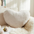 EastTree Heart Pillows, Beige Heart Shaped Pillows, Love Throw Pillows Gifts, Ultra Soft Faux Rabbit Fur Small Cute Pillows, Women Girls Kid Room Decor 10x13 Inch