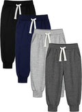 HXP 4 Pack Toddler Boys Sweatpants Pure Cotton Toddler Sweatpants Boys Kids Joggers Pants with Pocket Drawstring