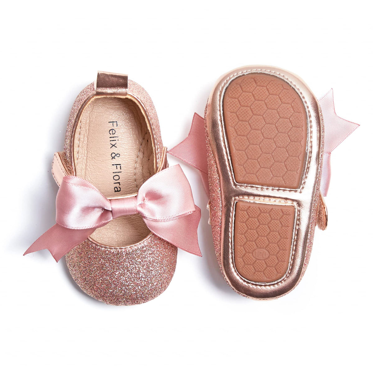 Felix & Flora Gold Baby Shoes Girl 12-18 Months - Infant Baby Walking Shoes Moccasinss Rubber Sole Crib Shoes(Gold,12-18 Months)