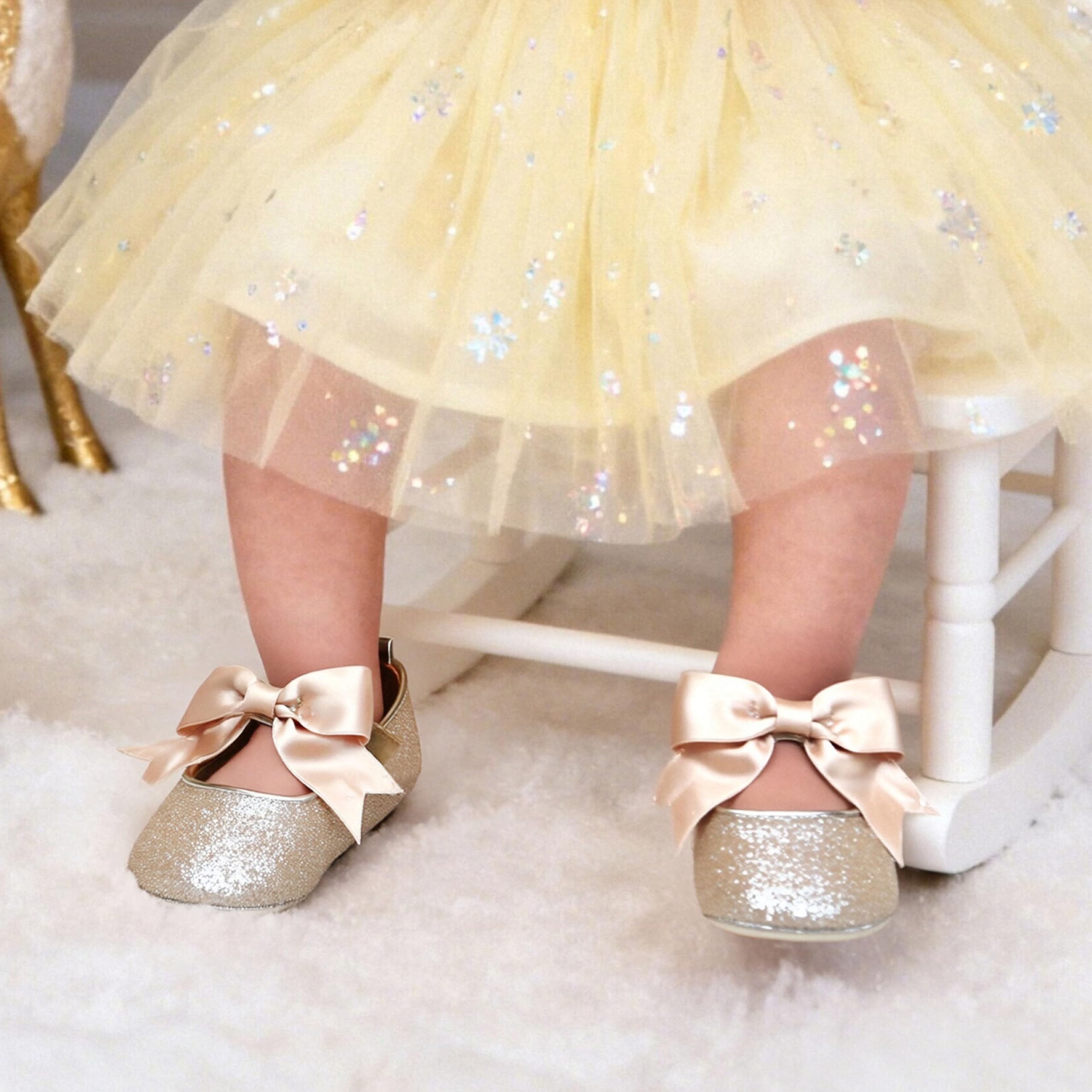 Soft Sole Leather Gold Baby Shoes - Infant Baby Walking Shoes Moccasinss Rubber Sole Crib Shoes(Gold,2.5-3 Years Toddler)
