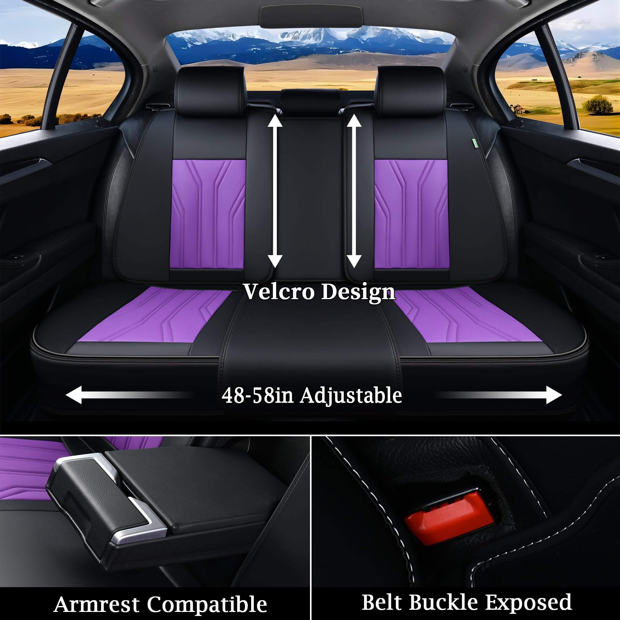 FLORICH Automotive Seat Covers, Seat Covers Full Set, Car Seat Protectors 5 Seats, Purple & Black Automotive Seat Covers Fit for Most Cars Trucks