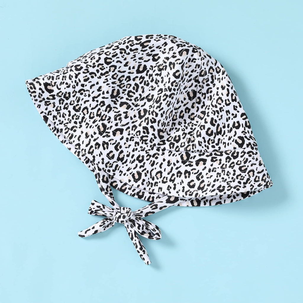 Infant Baby Girl Swimsuit One-Piece Long Sleeve Rash Guard with Hat Set Floral Zipper Bathing Suit Leopard Beach Wear(0-3 Months, Leopard)