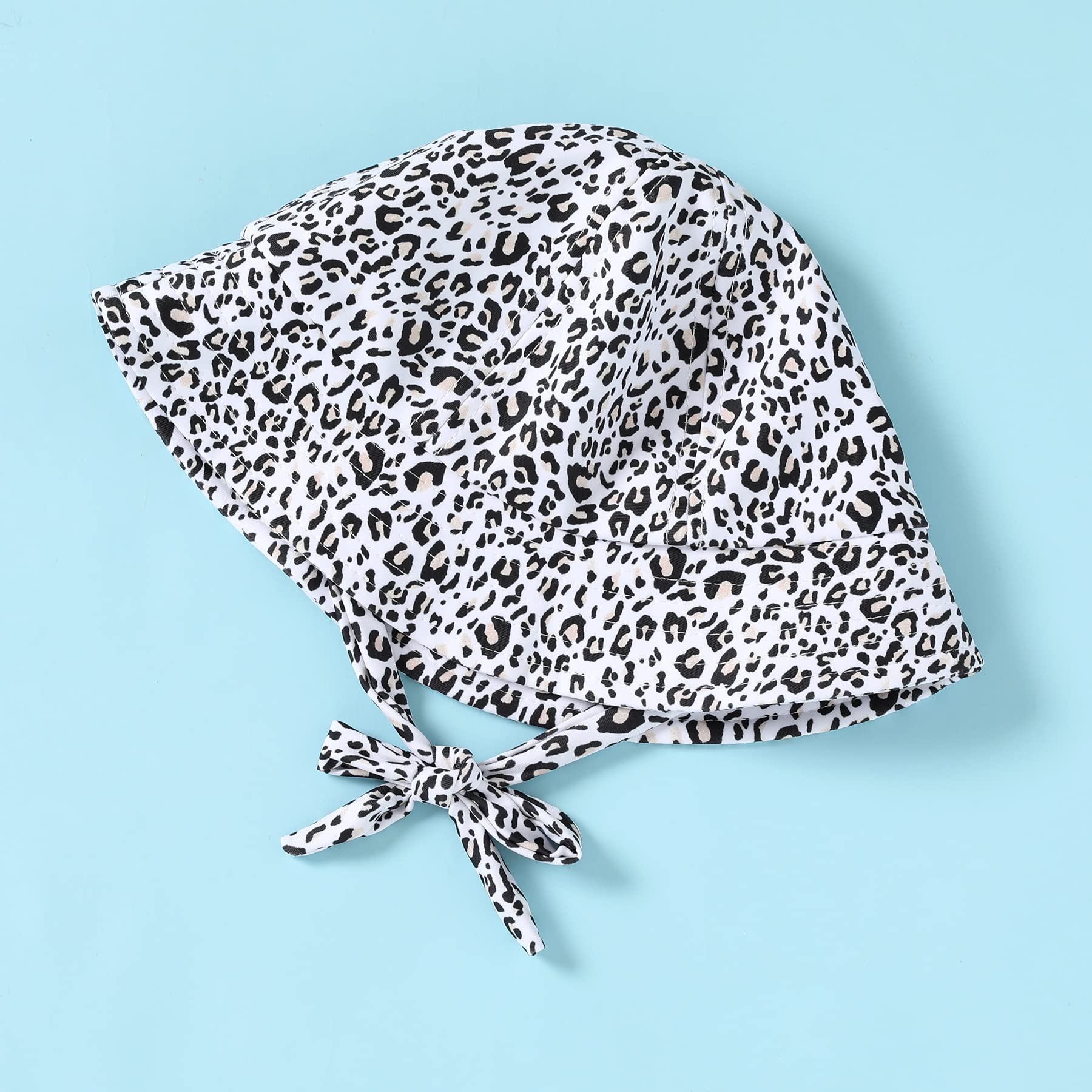 Infant Baby Girl Swimsuit One-Piece Long Sleeve Rash Guard with Hat Set Floral Zipper Bathing Suit Leopard Beach Wear(0-3 Months, Leopard)