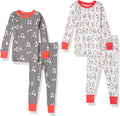 HonestBaby 4 Piece Pajamas Sleepwear Pjs 100% Organic Cotton for Infant Baby and Toddler Boys, Girls, Unisex