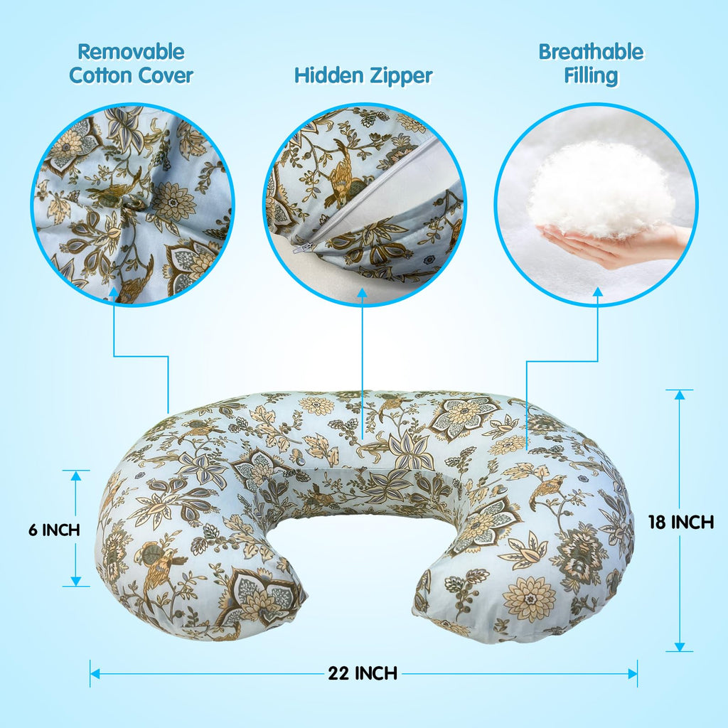 x-vesolje Nursing Pillow, Breastfeeding Pillow with Removable Cover, Ergonomic Breast Feeding Pillow, Baby Feeding Support Pillow for Mom Easier Breastfeeding- Original Size/Boho Garden
