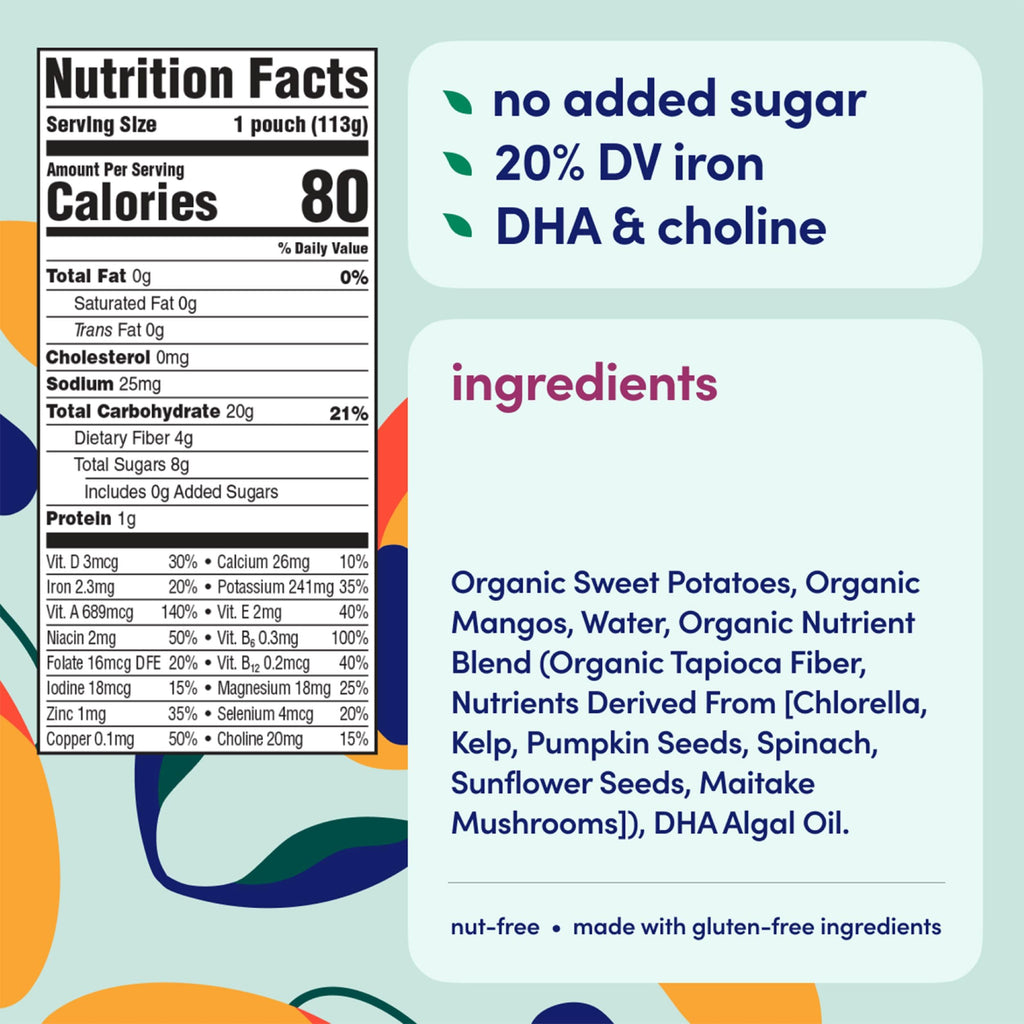 Cerebelly Organic Baby Food Pouches, Sweet Potato Mango Puree, 4oz, 12ct