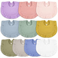 Seematn 10 Pcs Baby Muslin Bibs for Unisex Girls & Boys Drool Bibs Bandana Ruffle Soft Cotton for Newborn Infants Toddlers(Light Colors)