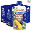 Happy Tot Organics Stage 4 Baby Food Pouches, Gluten Free, Vegan Snack, Fiber & Protein Fruit & Veggie Puree, Pears, Blueberries & Spinach, 4 Ounce (Pack of 16)