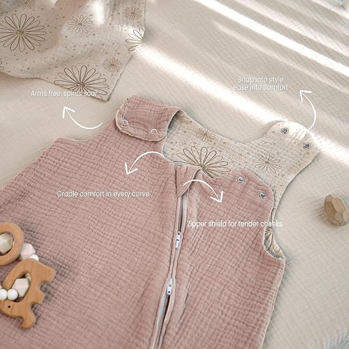 lulumoon Sleep Sack Muslin for Baby: Cotton Wearable Blanket for 3-9 Months - Soft Lightweight Ideal for Nursery Lounge Nighttime Naptime 6-12 Months