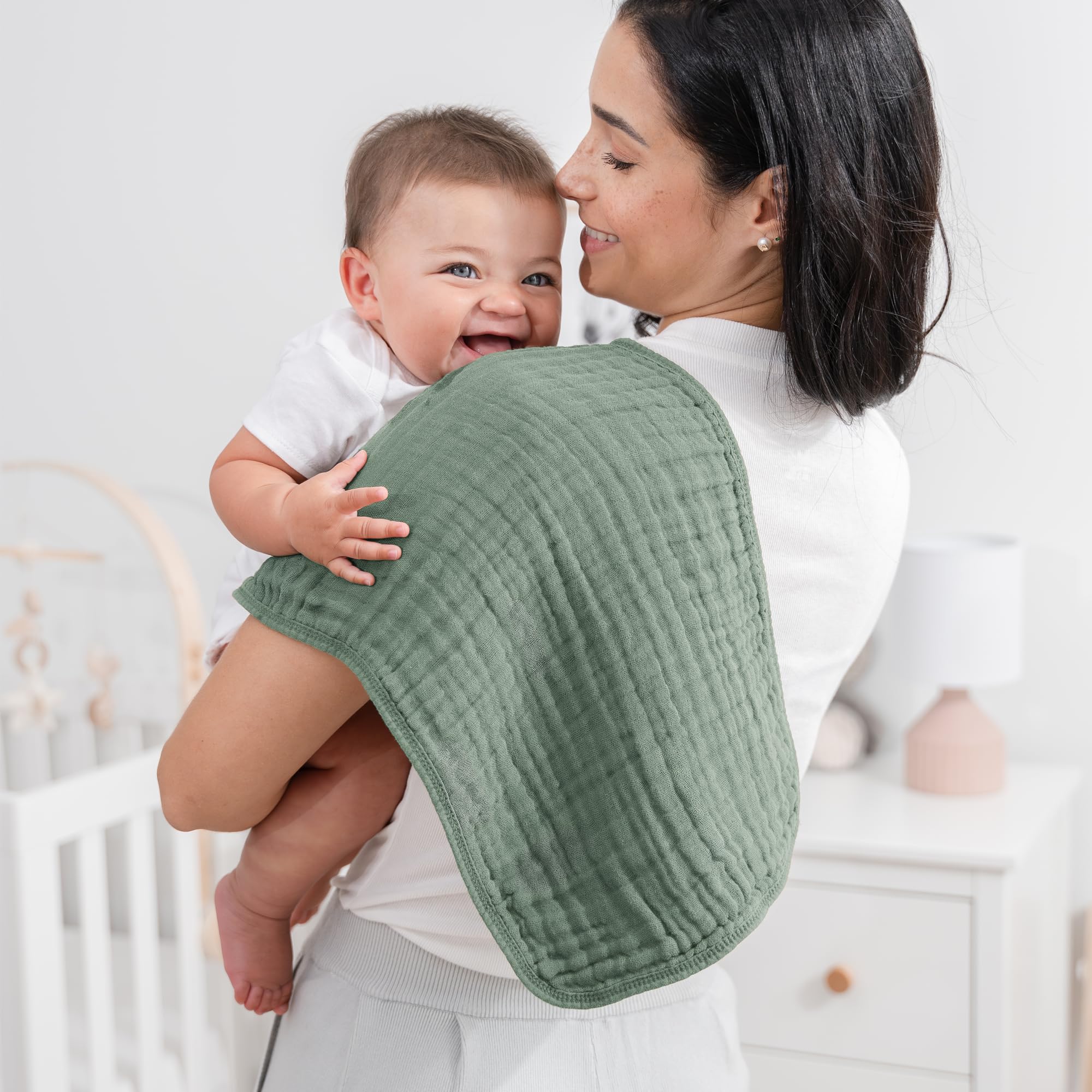 Comfy Cubs Muslin Burp Cloths 20x10" 6 Pack, Baby Burp Cloths - Fern