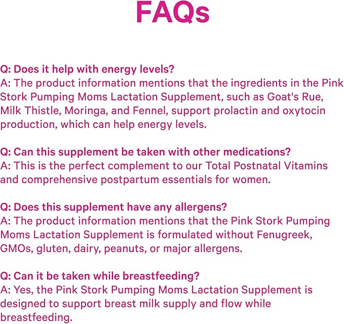 Pink Stork Pumping Moms Lactation Supplement - Support Breast Milk Supply and Flow with Goat's Rue, Milk Thistle and Moringa, Fenugreek-Free, Breastfeeding Essentials for New Moms - 60 Capsules