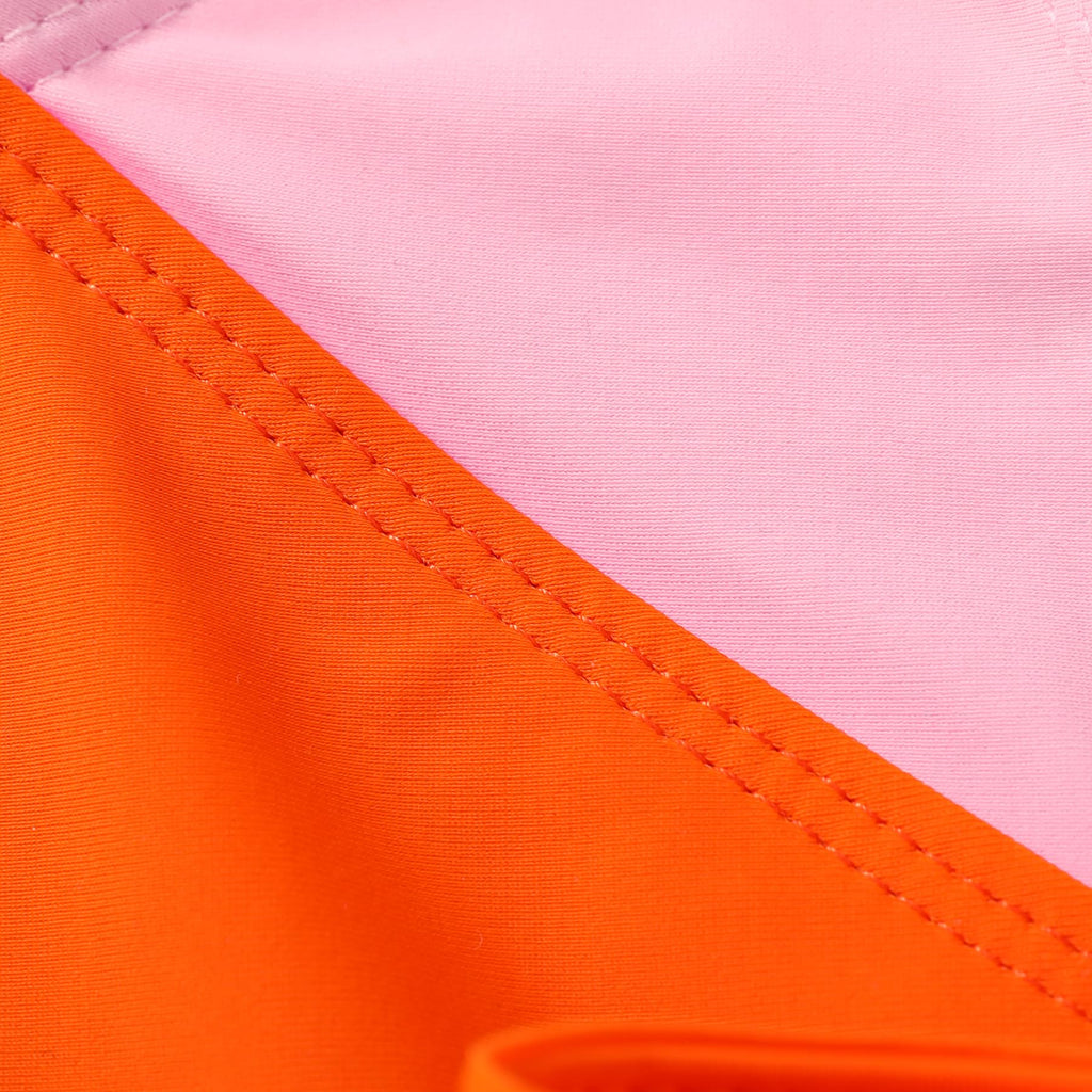 Happy Town Toddler Swimsuit Girl One Piece Bathing Suit Color Block Swimwear Baby Summer Beach Wear(5-6 Years,Pink Orange Green)