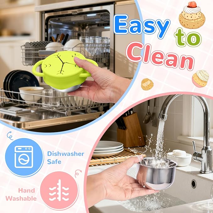 2 Pack Toddler Snack Containers –13.5oz Food Grade Stainless Steel Snack Cups for Toddlers Spill Proof with Snowflake Silicone Lids & Handles, Baby Snack Containers, Dishwasher Safe Toddler Snack Cups