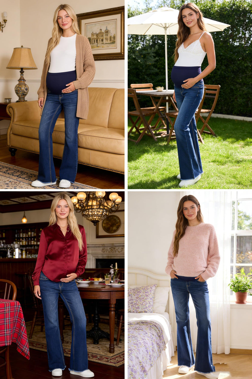 BLENCOT Stretch Maternity Jeans Over Belly Pregnancy Pants P905 Blue M