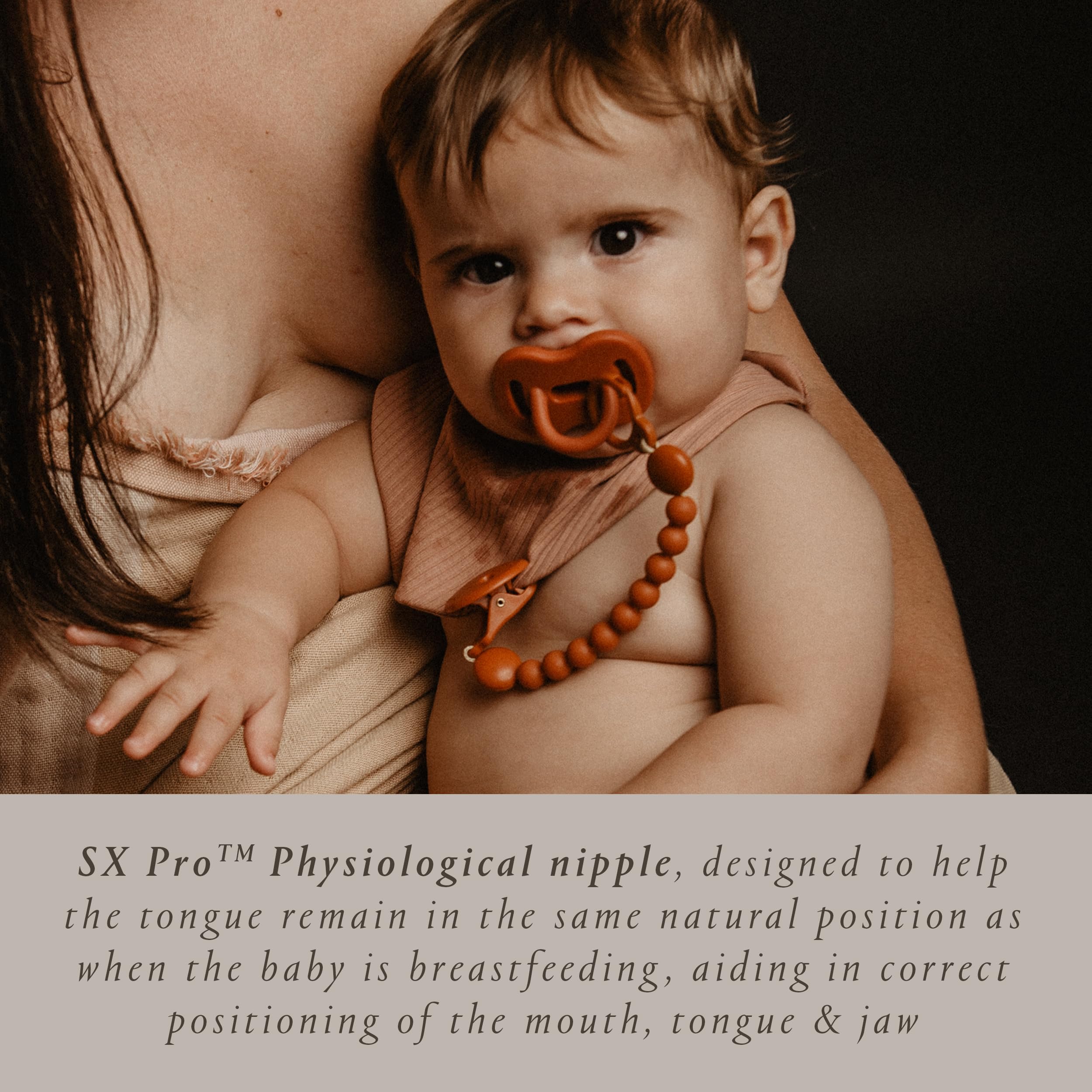 Color Essence SX PRO Silicone Baby Pacifier 1Pk, Made with 100% Soft Silicone, Baby Essentials Perfect for Breastfeeding Babies, Designed in Spain, 6-18 Mths, Bright Mustard
