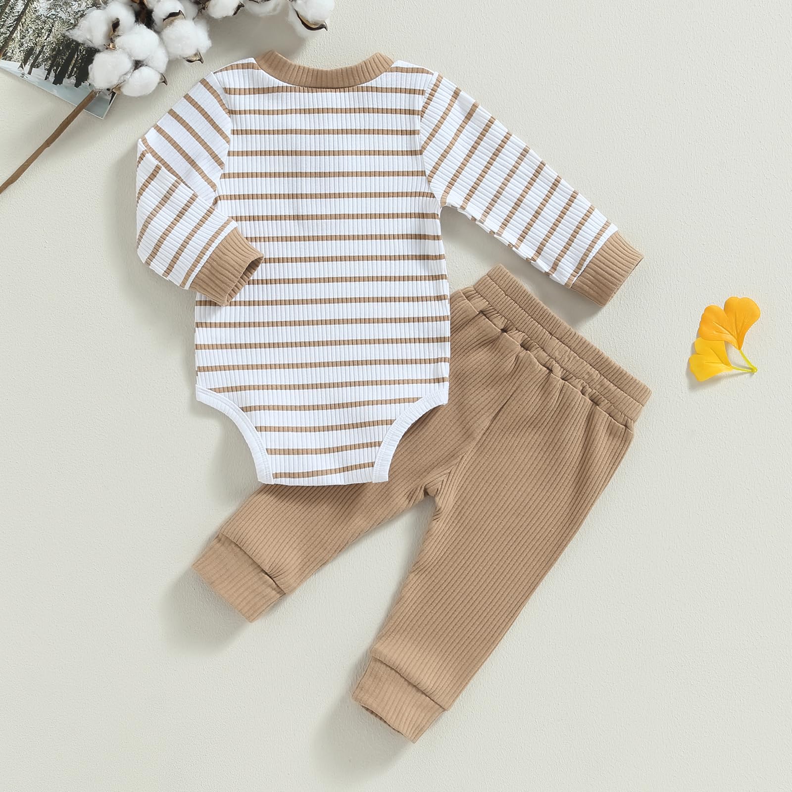 MA&BABY Newborn Baby Boy Clothes Ribbed Knit Long Sleeve Romper Pants Set