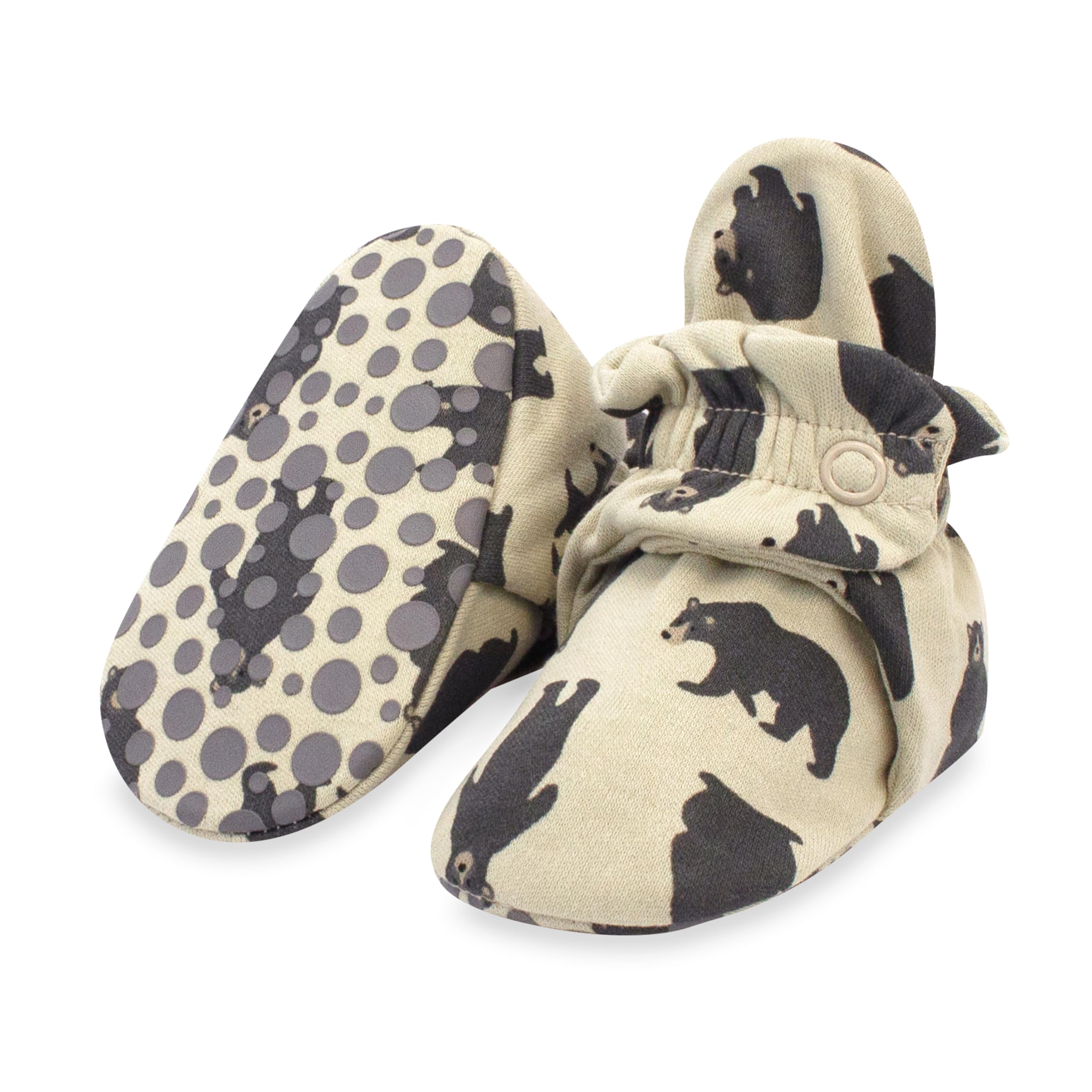 Zutano Unisex Organic Cotton Baby Booties With Gripper Soles, Black Bear, 3M