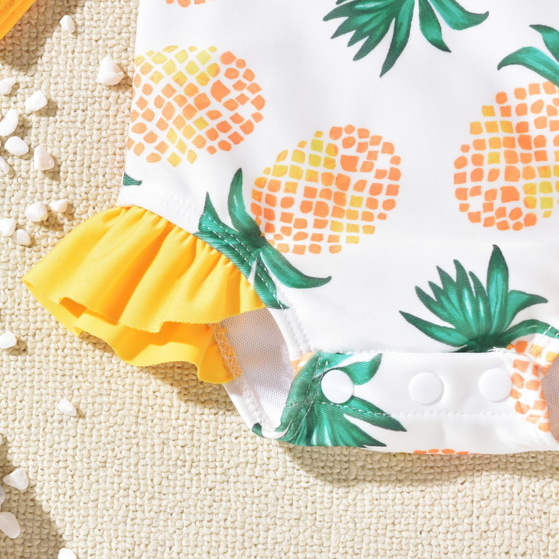 Aalizzwell 18-24 Months Baby Girls One Piece Long Sleeve Swimsuit Pineapple Bathing Suit Zip Up Swimwear Beach Wear Fruit
