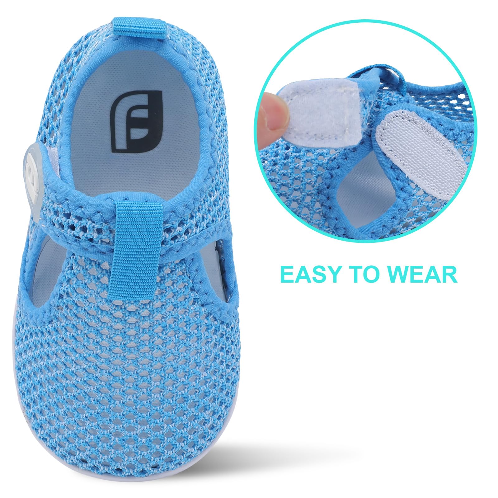 JOINFREE Water Shoes Unisex-Child Boys Girls Athletic Walking Sneakers Slip on Shoes for Kids Mesh Blue 2.5-3 Years Toddler