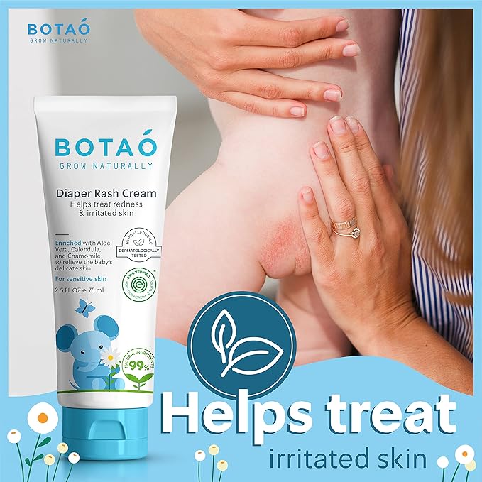 Baby's Natural Diaper Cream | Organic Diaper Cream EWG Verified | Naturally Soothes Baby Rashes | Baby zinc Ointment Natural | For Sensitive Skin with Aloe Vera & Calendula, 2.5Oz (2 Pack)